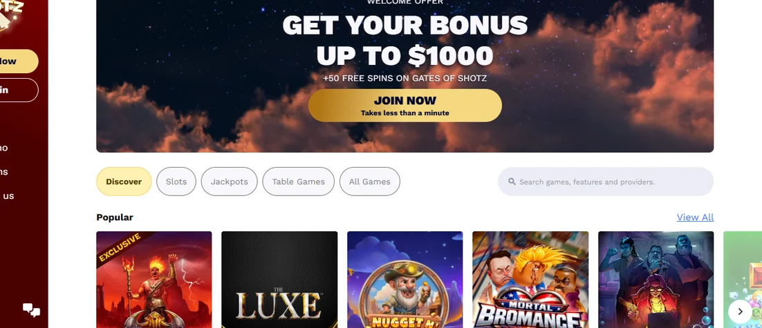 Få bonus hos Shotz Casino